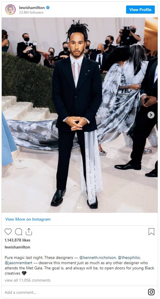 Lewis Hamilton soirée Met Gala